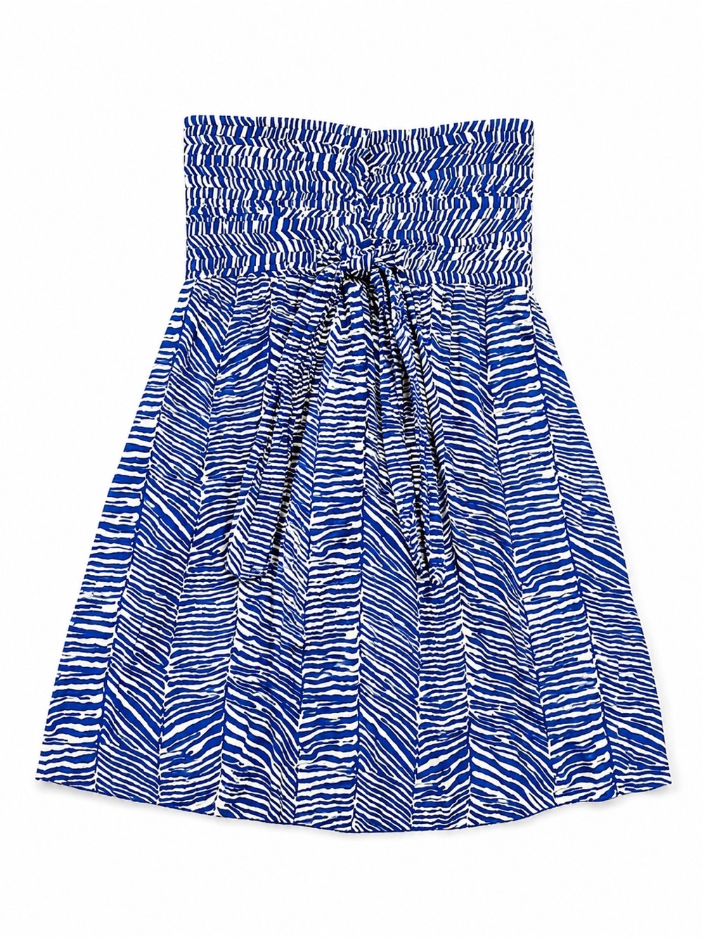 Pineapples Smocked Strapless Mini Dress in Blue Zebra Print